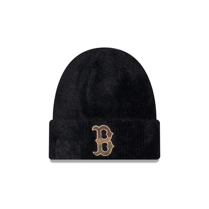 Boston Red Sox Camo Logo Fuzzy Cuff Knit Beanie Hat made by New Era