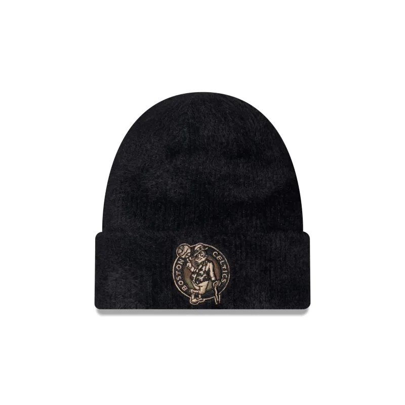 Boston Celtics Camo Logo Fuzzy Cuff Knit Beanie Hat made by New Era