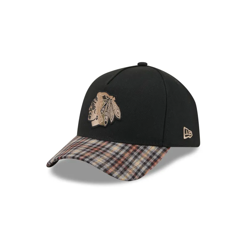 Chicago Blackhawks Fall Plaid Visor 59FORTY A-Frame Fitted Hat made by New Era