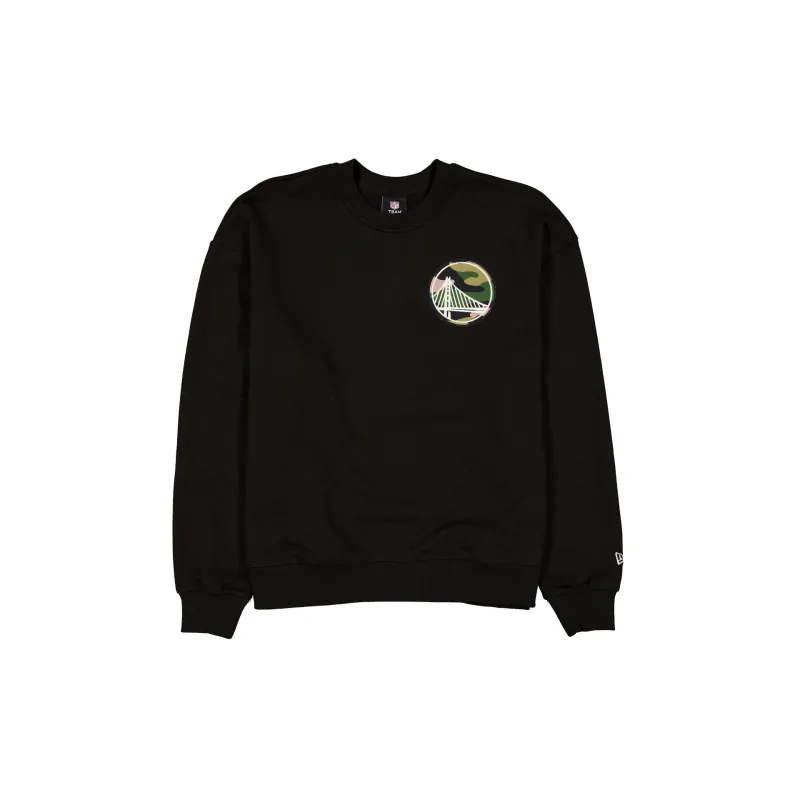 Golden State Warriors Camo Logo Black Crewneck made by New Era