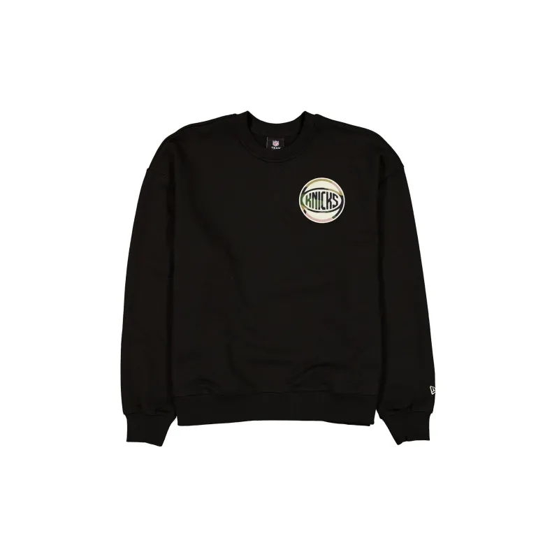 New York Knicks Camo Logo Black Crewneck made by New Era