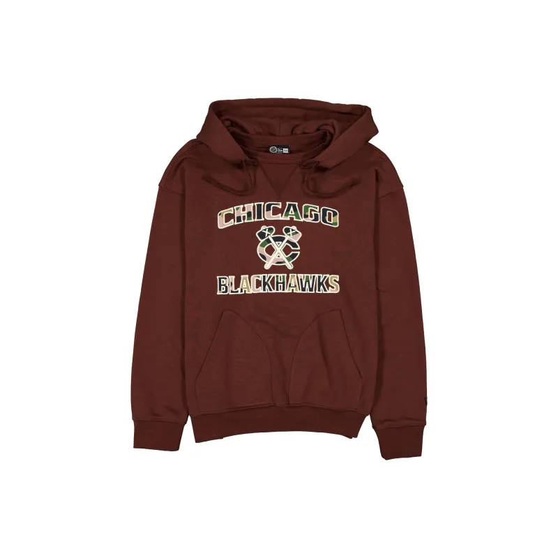 Chicago Blackhawks Camo Logo Brown Hoodie made by New Era