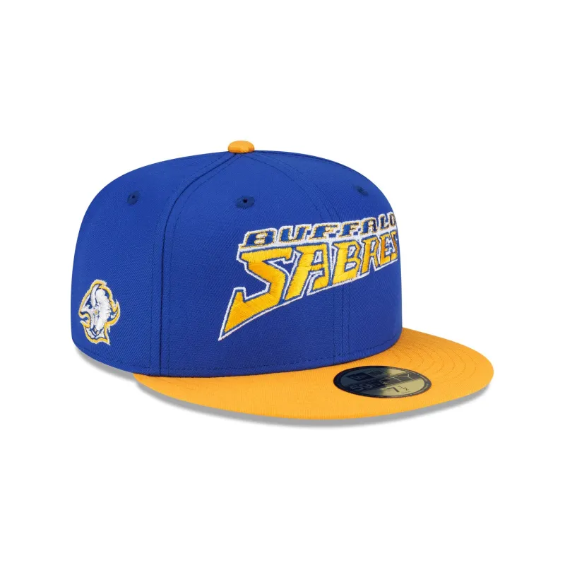 Buffalo Sabres Wordmark Blue 59FIFTY Fitted Hat made by New Era