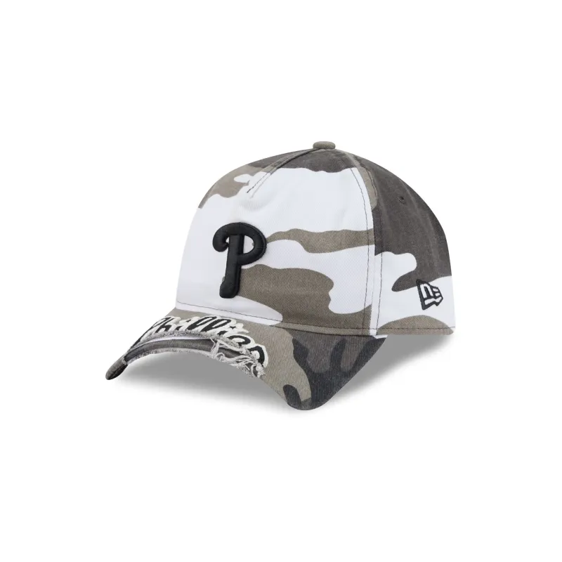 Philadelphia Phillies Washed Camo 9FORTY A-Frame Unstructured Cut-Off Visor Snapback Hat made by New Era