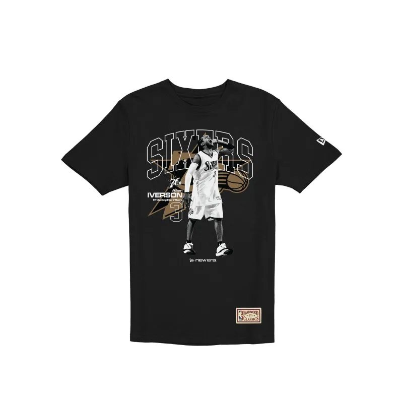 Philadelphia 76ers Hardwood Classics Allen Iverson Black T-Shirt made by New Era