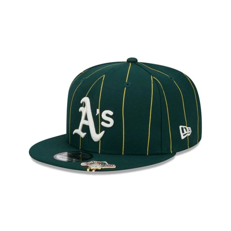 Oakland Athletics Pinstripe Visor Clip 9FIFTY Snapback Hat sold by New Era