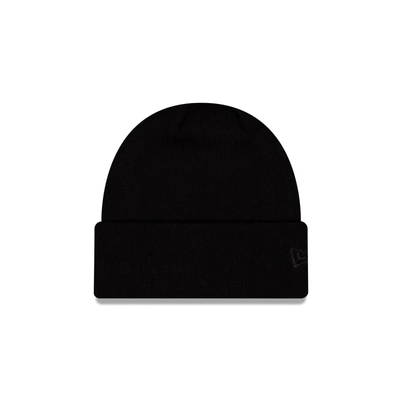 New Era Cap All Black Basic Cuff Knit Beanie Hat made by New Era