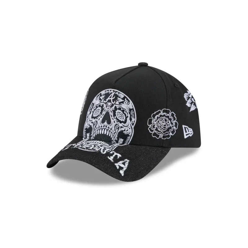 Atlanta Braves Day of the Dead Skull 9FORTY A-Frame Snapback Hat made by New Era