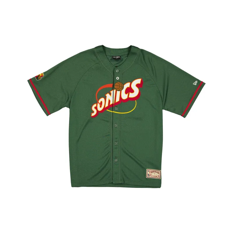 Seattle SuperSonics Hardwood Classics Green Button-Up T-Shirt made by New Era
