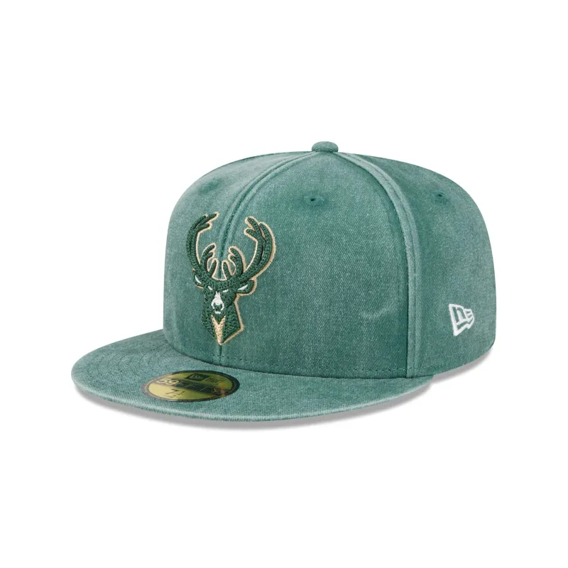 Milwaukee Bucks Washed 59FIFTY Fitted Hat made by New Era