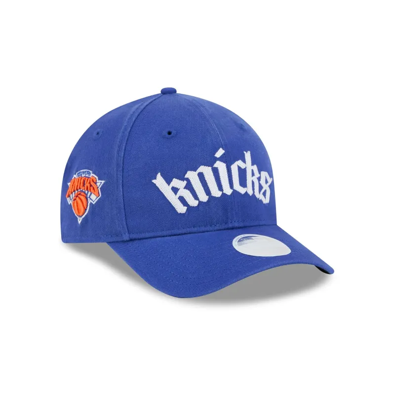 New York Knicks Gothic Font Women's 9FORTY M-Crown Snapback Hat made by New Era