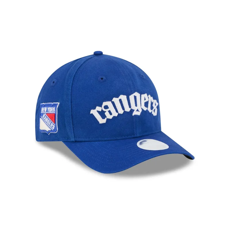 New York Rangers Gothic Font Women's 9FORTY M-Crown Snapback Hat made by New Era