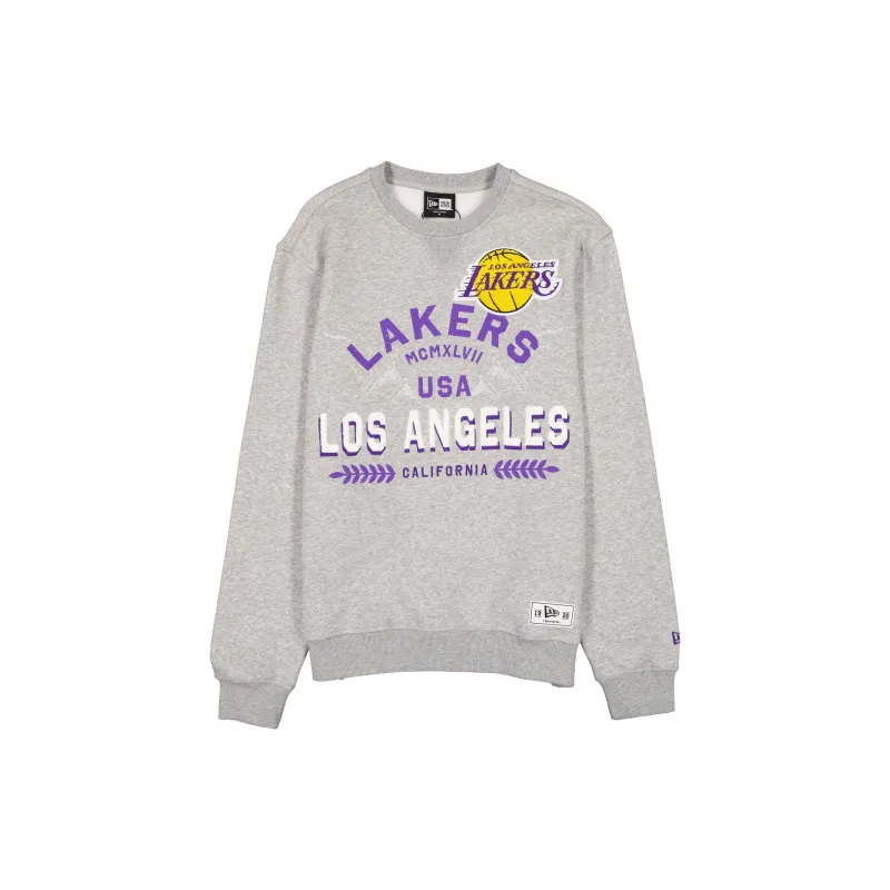 Los Angeles Lakers Laurel Heather Gray Crewneck made by New Era