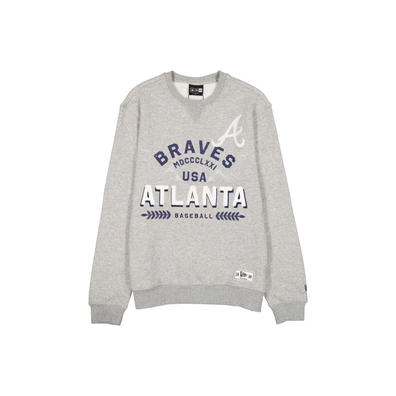 Atlanta Braves Laurel Heather Gray Crewneck made by New Era