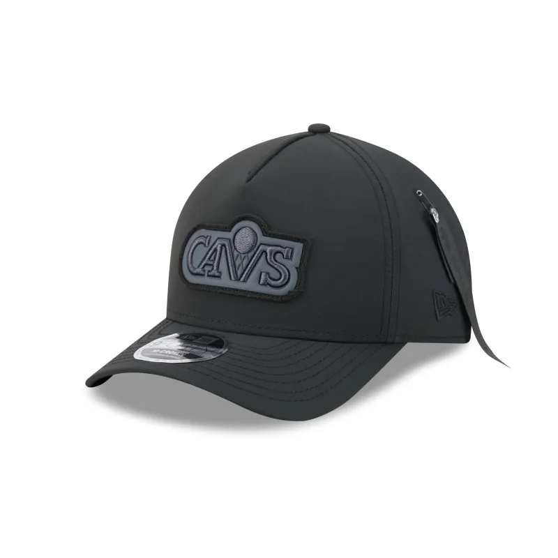 Alpha Industries x Cleveland Cavaliers Nylon Black 9FORTY M-Crown A-Frame Snapback Hat made by New Era