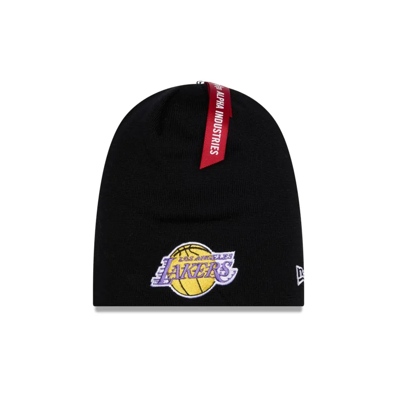 Alpha Industries x Los Angeles Lakers Black Beanie Hat made by New Era