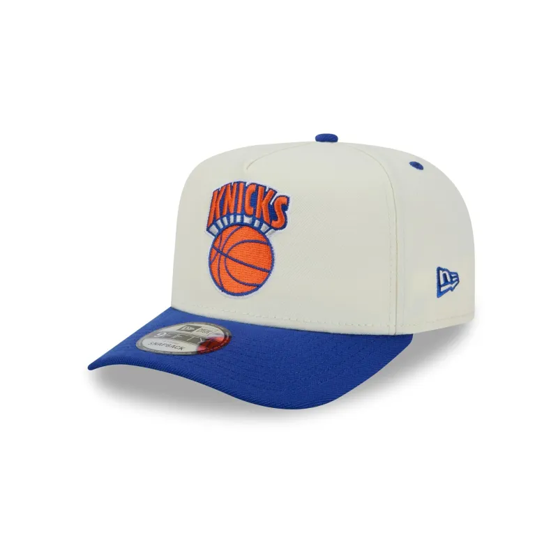 New York Knicks Statement Back Chrome White 9FIFTY A-Frame Snapback Hat made by New Era