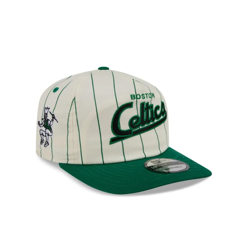 Boston Celtics Chrome White Pinstripe 19TWENTY Snapback Hat made by New Era