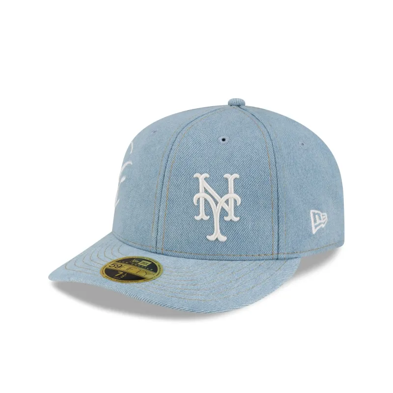 New York Mets Denim Script Low Profile 59FIFTY Fitted Hat made by New Era