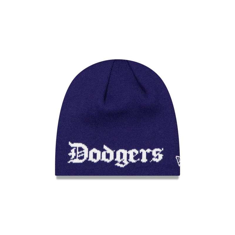 Los Angeles Dodgers Wordmark Skully Knit Beanie Hat made by New Era