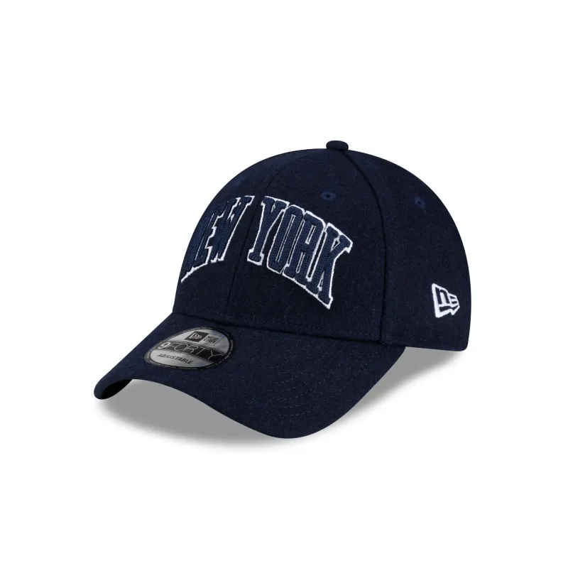 New York Yankees Navy Wordmark 9FORTY Adjustable Hat made by New Era
