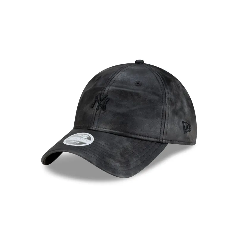 New York Yankees Washed Faux Leather Women's 9TWENTY Adjustable Hat made by New Era