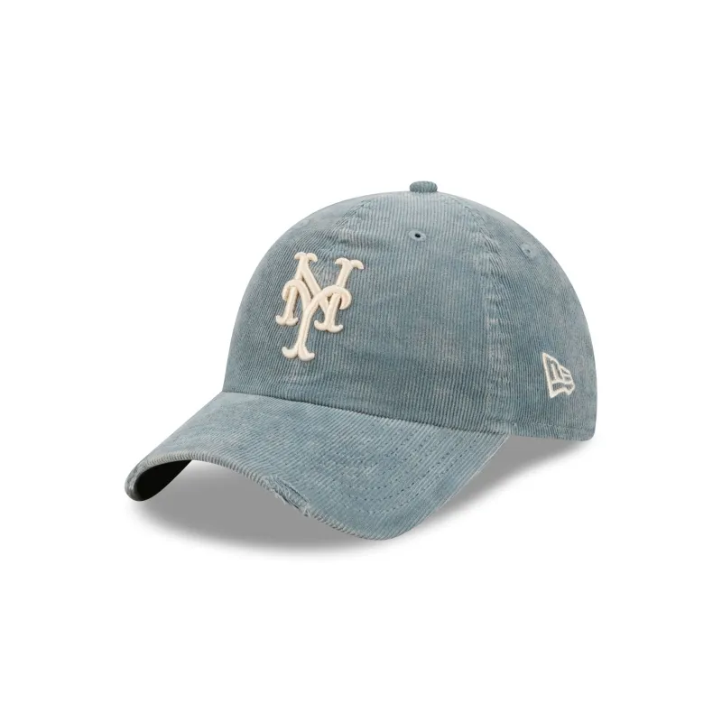 New York Mets Washed Slate Blue Corduroy Casual Classic Adjustable Hat made by New Era