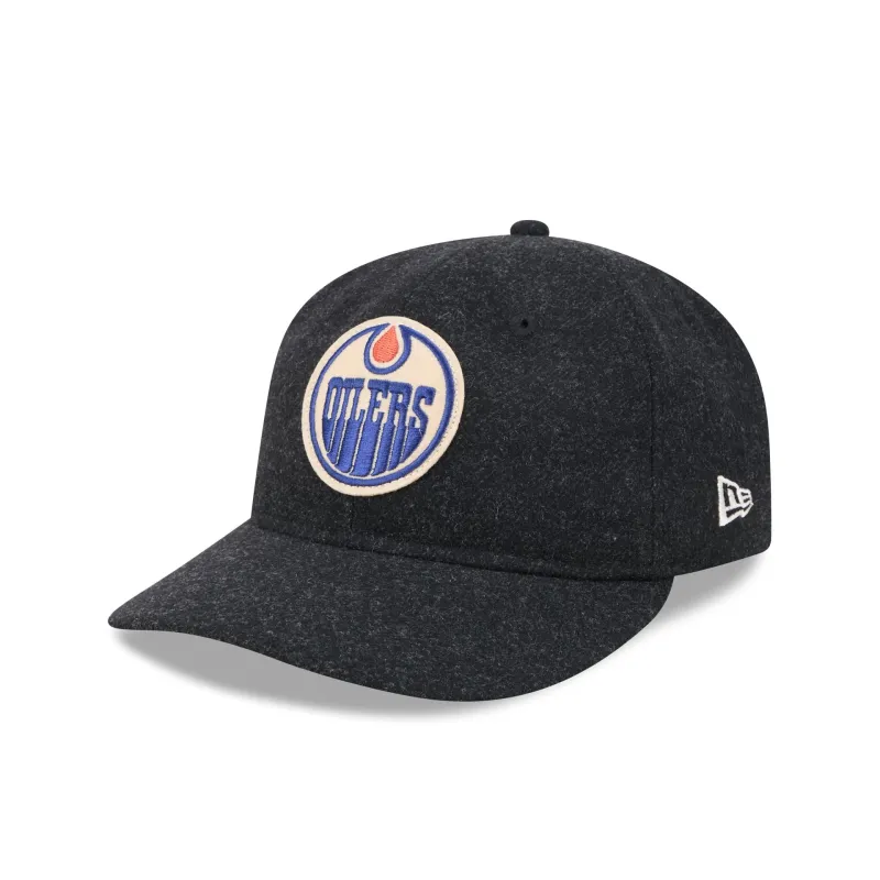 Edmonton Oilers Black Wool Retro Crown 9FIFTY Adjustable Hat made by New Era