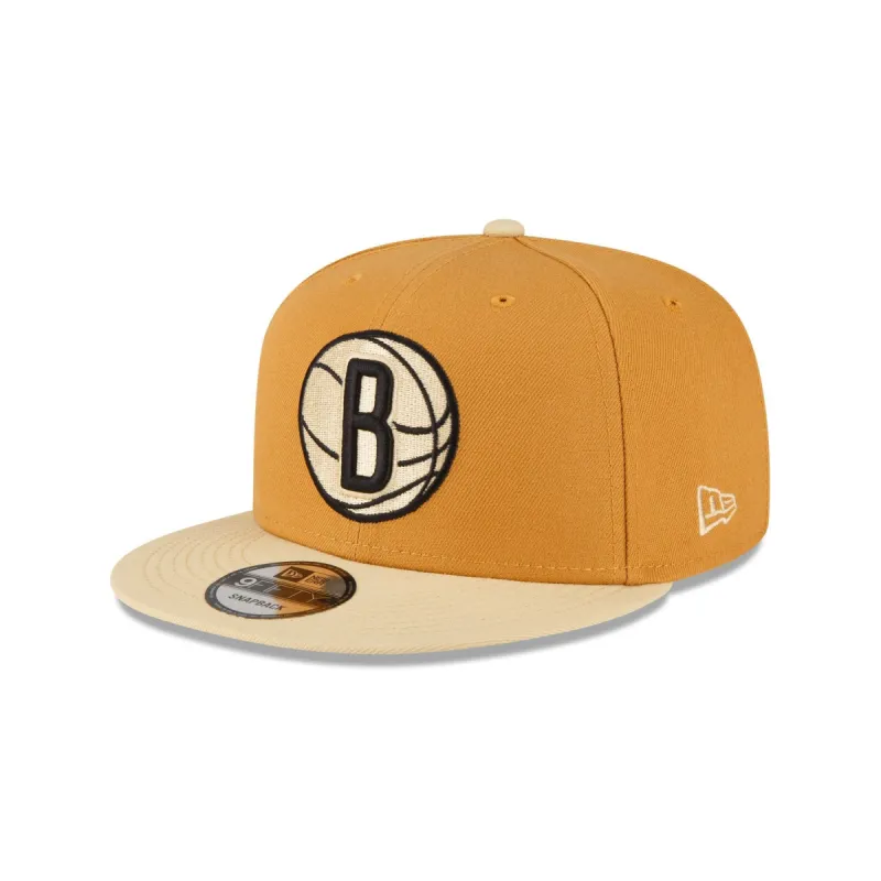 Brooklyn Nets Oatmeal 9FIFTY Snapback Hat made by New Era