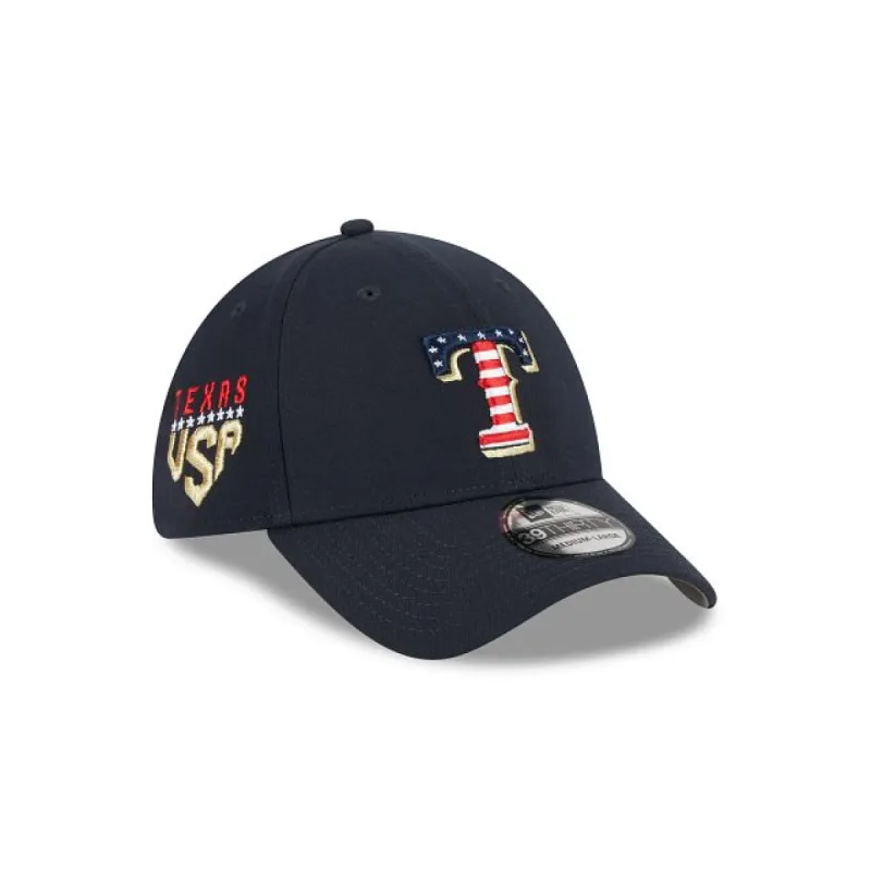 Texas Rangers Independence Day 2023 39THIRTY Stretch Fit Hat sold by New Era
