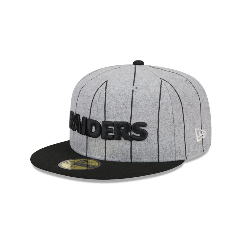 Las Vegas Raiders Heather Pinstripe 59FIFTY Fitted Hat sold by New Era