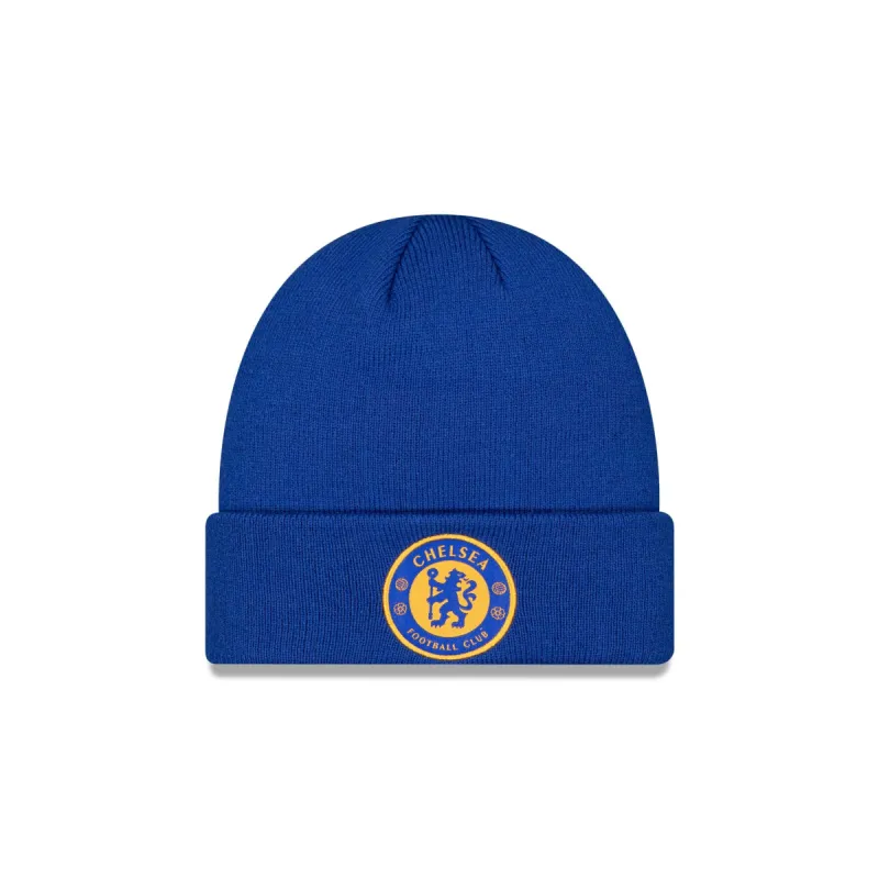Chelsea FC Lion Crest Seasonal Blue Cuff Knit Hat sold by New Era