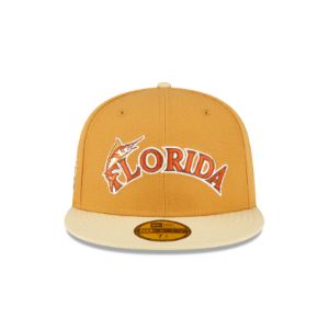 Just Caps Tan Tones Miami Marlins 59FIFTY Fitted Hat sold by New Era