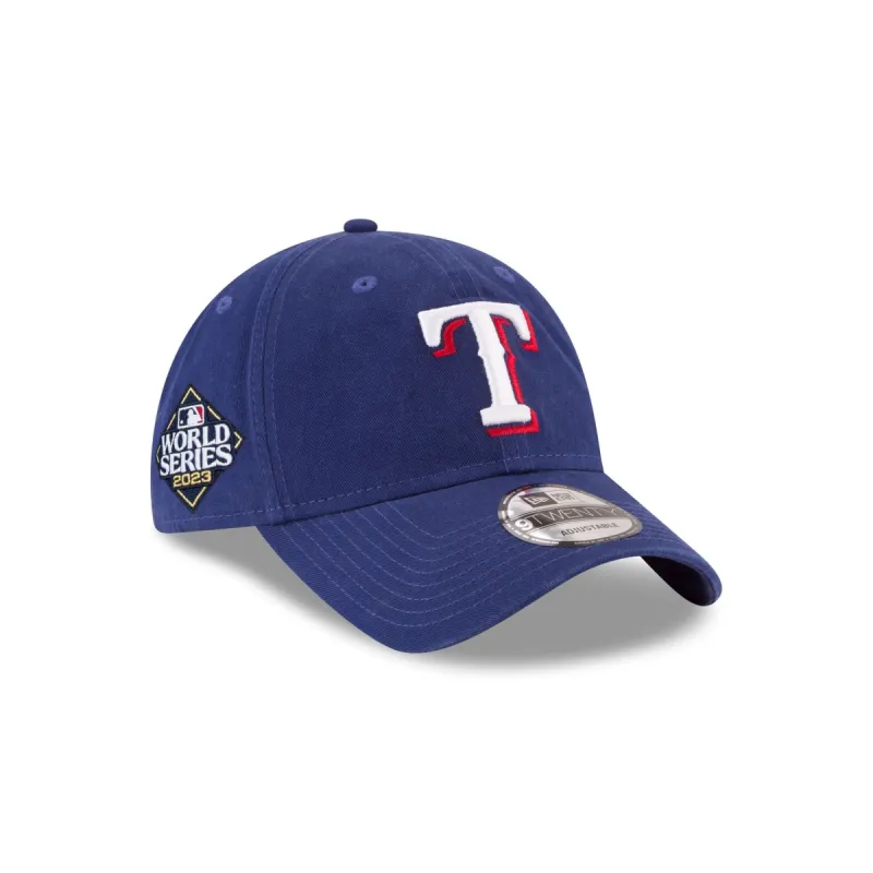 Texas Rangers 2023 World Series Side Patch 9TWENTY Adjustable Hat sold by New Era