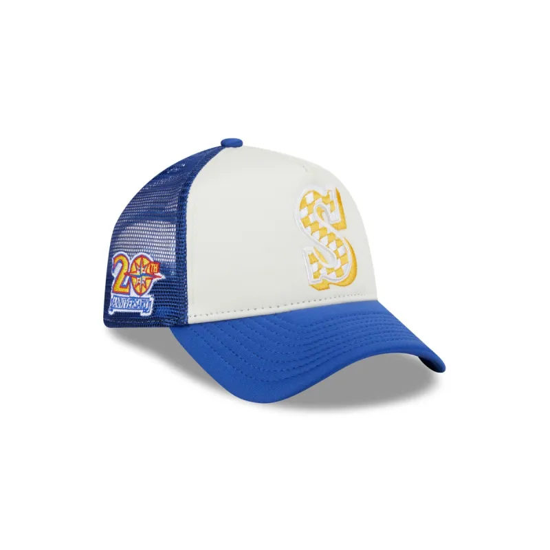 Seattle Mariners Checkered Flag 9FORTY A-Frame Trucker Hat sold by New Era