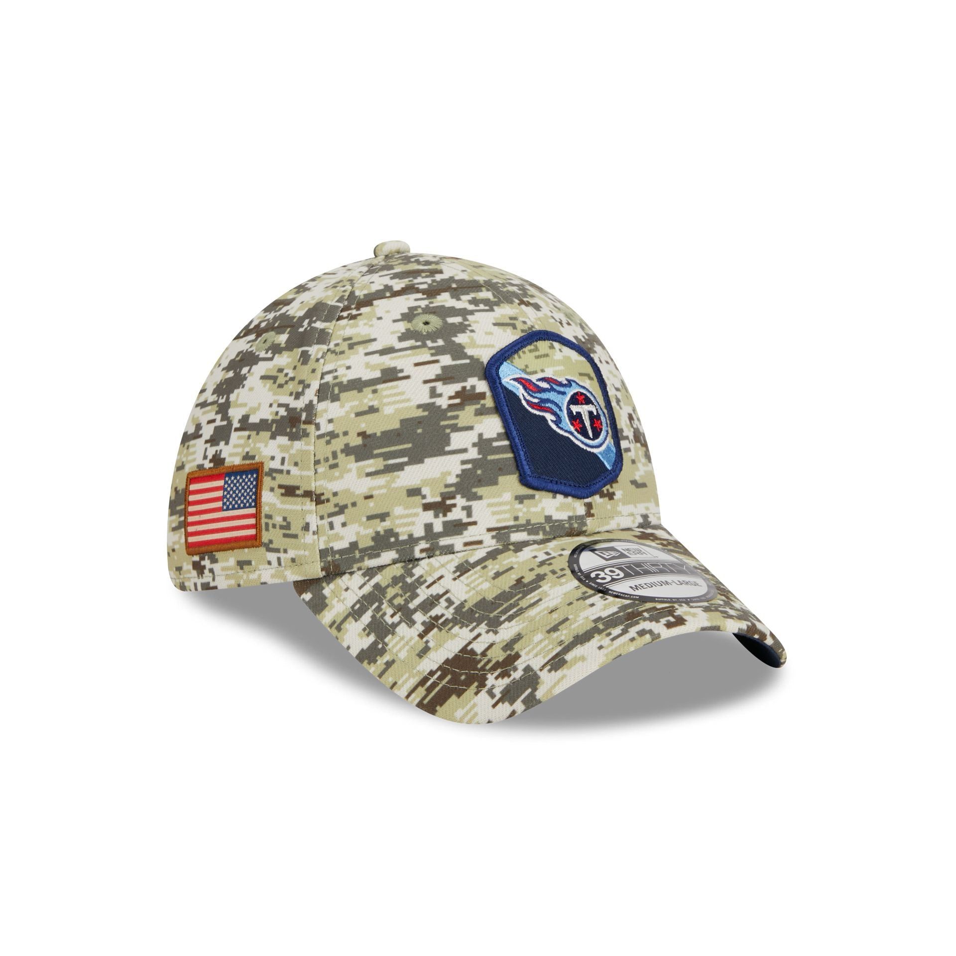 Tennessee Titans 2023 Salute to Service Camo 39THIRTY Stretch Fit Hat sold by New Era