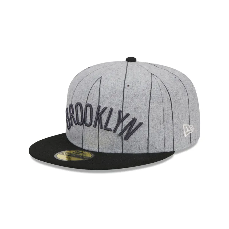 Brooklyn Nets Heather Pinstripe 59FIFTY Fitted Hat sold by New Era