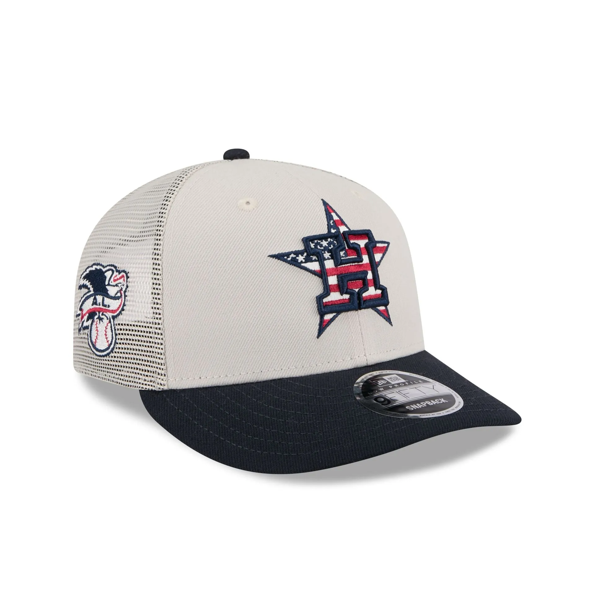 Houston Astros Independence Day 2024 Low Profile 9FIFTY Trucker Hat sold by New Era