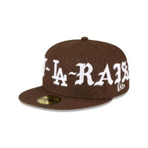 Born X Raised Los Angeles Dodgers Wordmark Brown 59FIFTY Fitted Hat sold by New Era