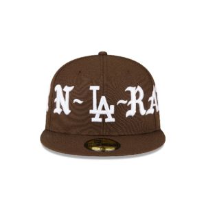 Born X Raised Los Angeles Dodgers Wordmark Brown 59FIFTY Fitted Hat sold by New Era