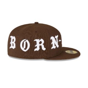 Born X Raised Los Angeles Dodgers Wordmark Brown 59FIFTY Fitted Hat sold by New Era