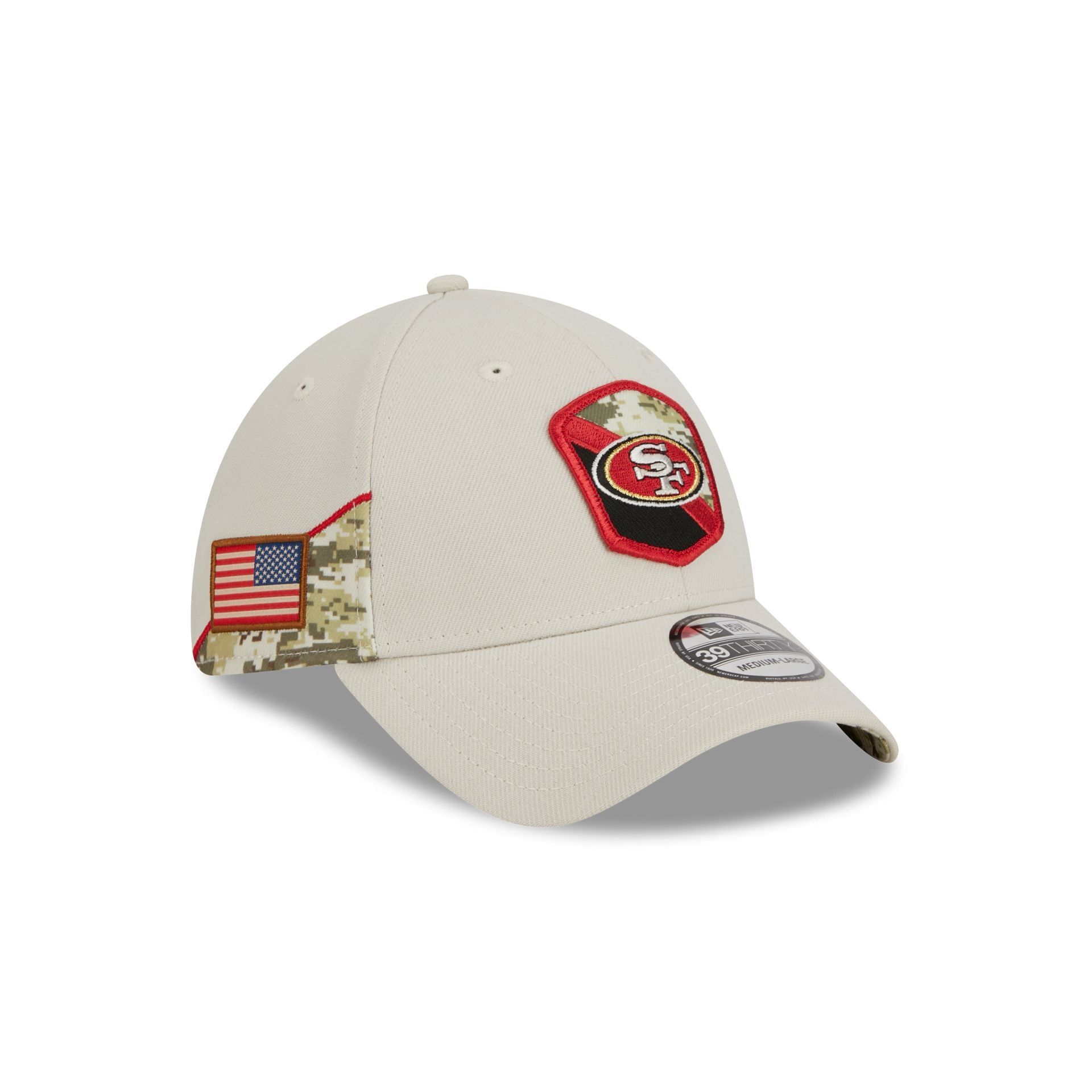 San Francisco 49ers 2023 Salute to Service 39THIRTY Stretch Fit Hat sold by New Era