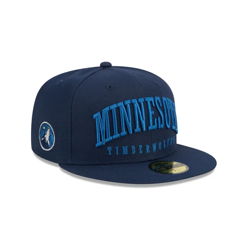 Minnesota Timberwolves Sport Night Wordmark 59FIFTY Fitted Hat sold by New Era