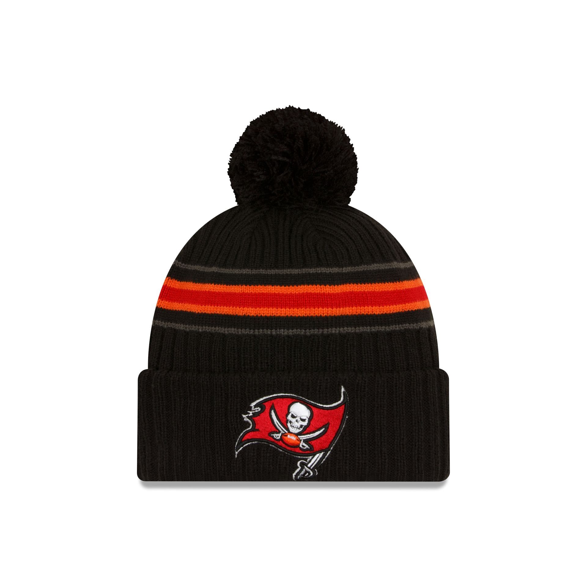 Tampa Bay Buccaneers 2023 Cold Weather Black Pom Knit Hat sold by New Era