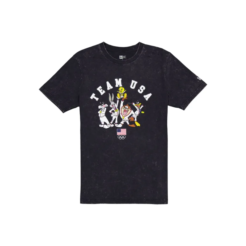 Team USA X Looney Tunes Faded Black T-Shirt sold by New Era