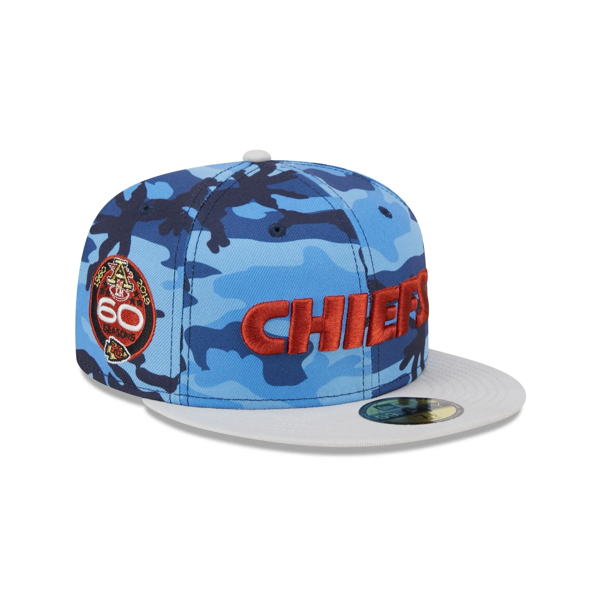 Kansas City Chiefs Blue Camo 59FIFTY Fitted Hat sold by New Era