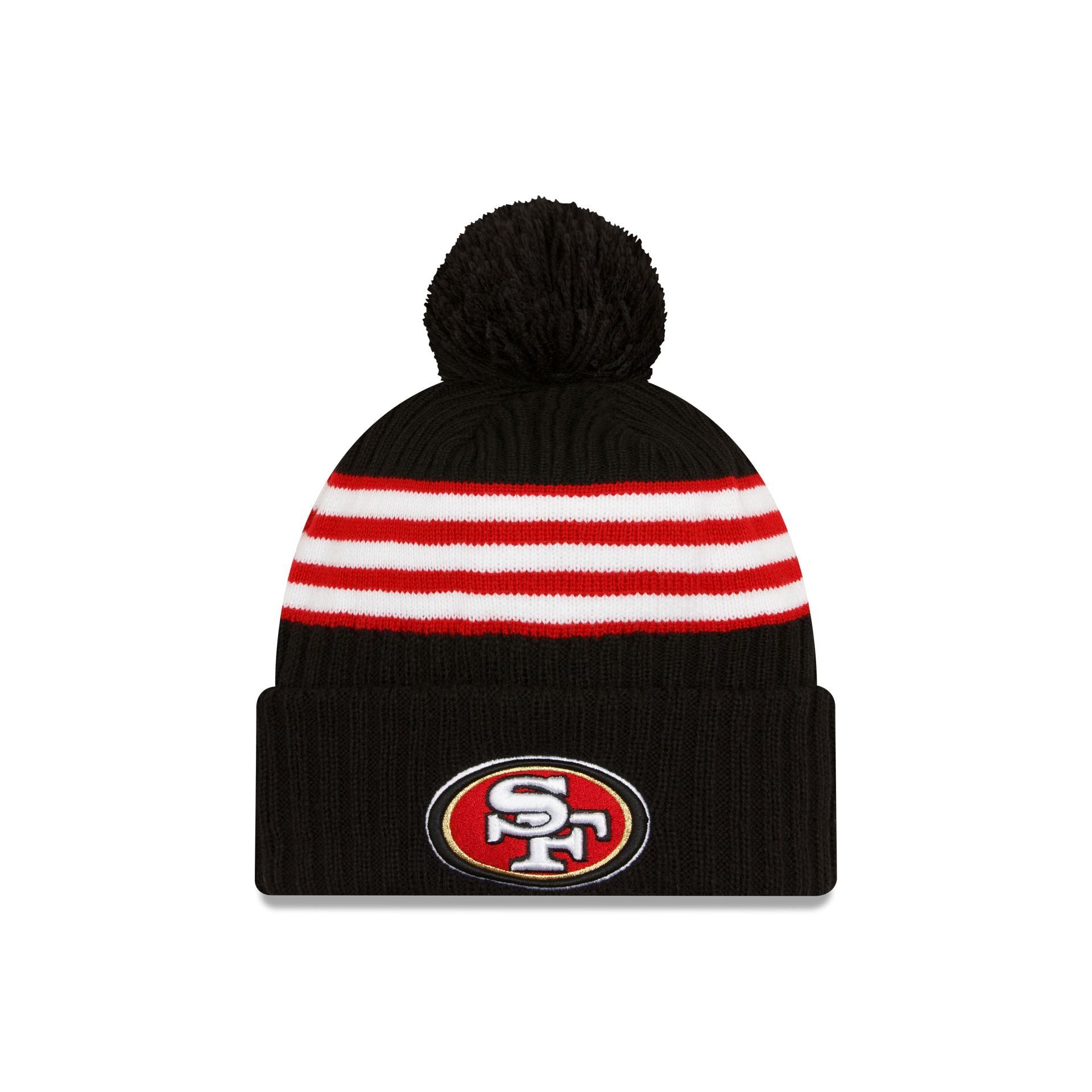 San Francisco 49ers 2023 Cold Weather Black Pom Knit sold by New Era