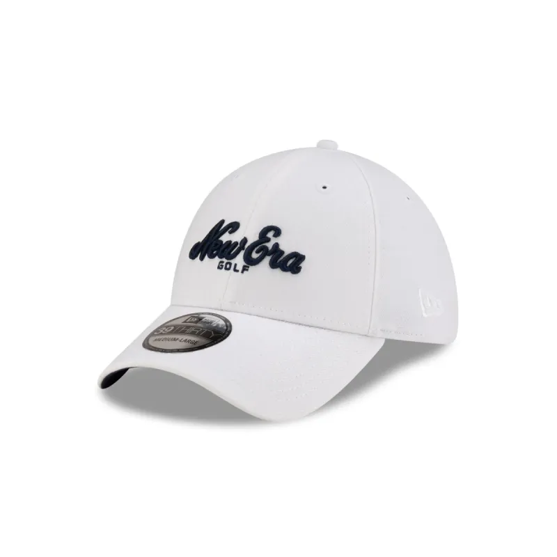 New Era Golf Script White 39THIRTY Stretch Fit Hat sold by New Era