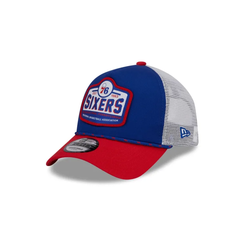 Philadelphia 76ers 2024 Rally Drive 9FORTY A-Frame Trucker Hat sold by New Era