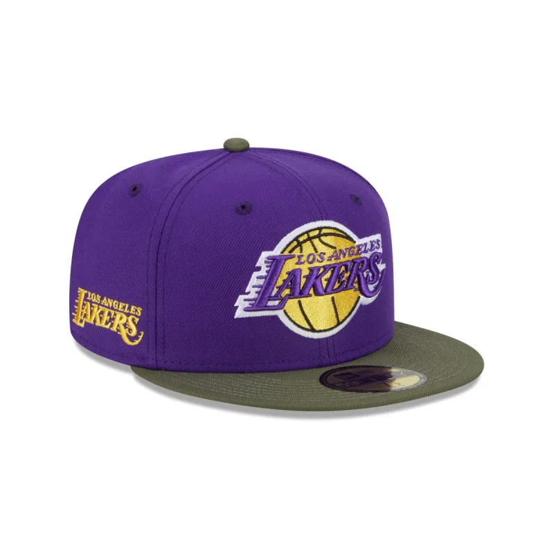 Los Angeles Lakers Olive Visor 59FIFTY Fitted Hat sold by New Era